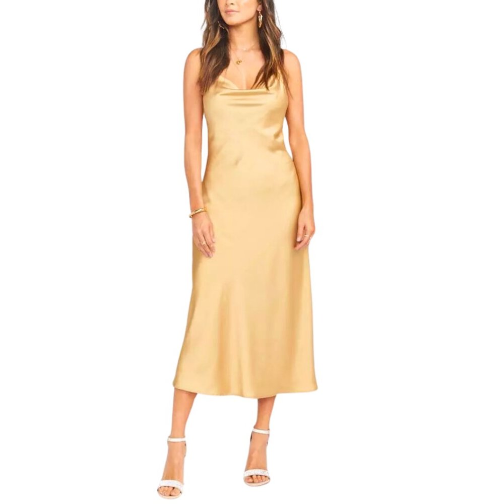 Show Me Your MuMu Verona Cowl Dress Size Small Tan/Beige